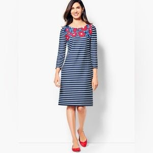 TALBOTS STRIPES & FLOWERS SHIFT DRESS
